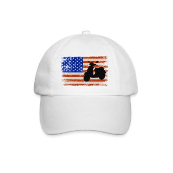 Drapeau américain Scooter Rider Scootering Moto - Casquette classique - blanc/blanc - Devant
