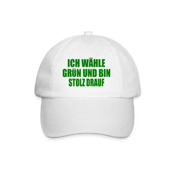 ich wähle grün und bin stolz darauf - Baseballkappe - Weiß/Weiß - Vorne