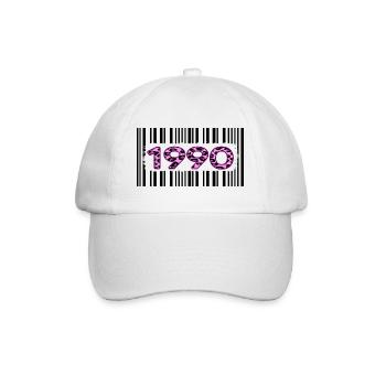 1990 geburtstag barcode rosa leopard retro party - Baseballkappe - Weiß/Weiß - Vorne