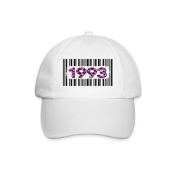 1993 geburtstag barcode rosa leopard retro party - Baseballkappe - Weiß/Weiß - Vorne