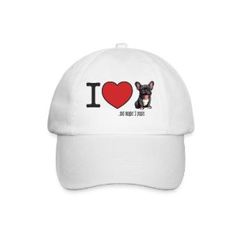 I love Frenchie and maybe 3 people - Baseballkappe - Weiß/Weiß - Vorne