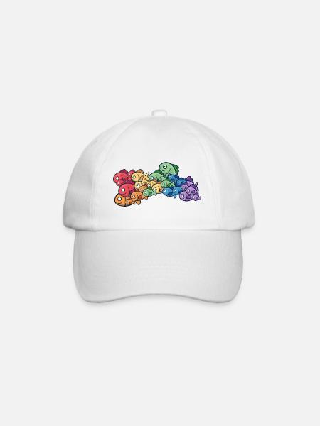 ozean regenbogen-fisch bunter fischschwarm - Baseballkappe - Weiß/Weiß