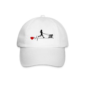 Canicross Trail Running Dog Sport Heartbeat Pulse - Baseball Cap - white/white - Front