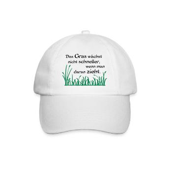 Das Gras wächst nicht schneller - Baseballkappe - Weiß/Weiß - Vorne