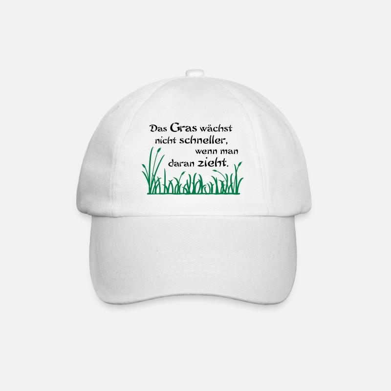 Das Gras wächst nicht schneller - Baseballkappe - Weiß/Weiß
