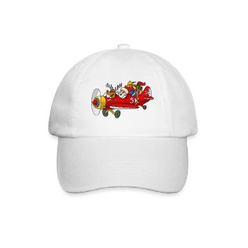 Santa im Flieger - Baseballkappe - Weiß/Weiß - Vorne