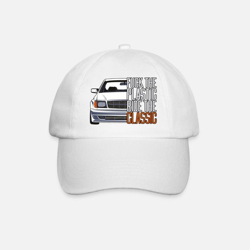 ftp style retro car classic silhouette - Baseballkappe - Weiß/Weiß