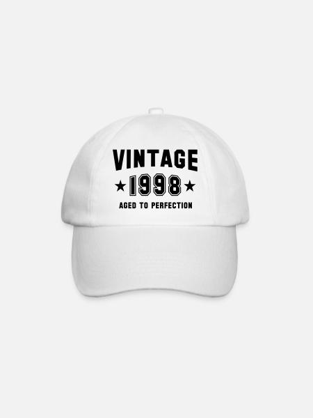 VINTAGE 1998 - Birthday - Aged To Perfection - Baseballkappe - Weiß/Weiß