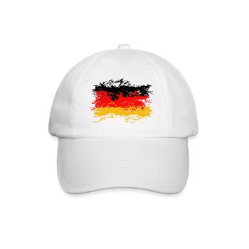 Deutschland Fahne - German Flag - Baseballkappe - Weiß/Weiß - Vorne