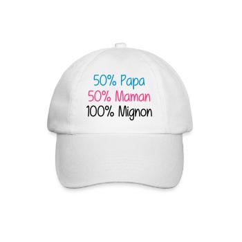 50% Papa 50% Maman 100% Mignon - Baseball Cap - white/white - Front