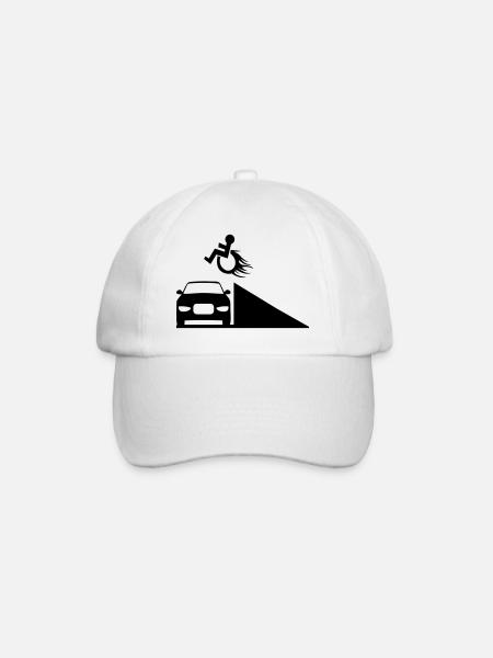 Rollstuhlfahrer springt über eine Rampe # - Baseballkappe - Weiß/Weiß