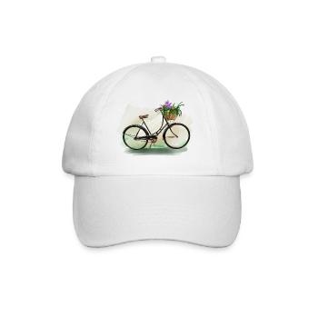 Bicycle with flowers - Baseball Cap - white/white - Front
