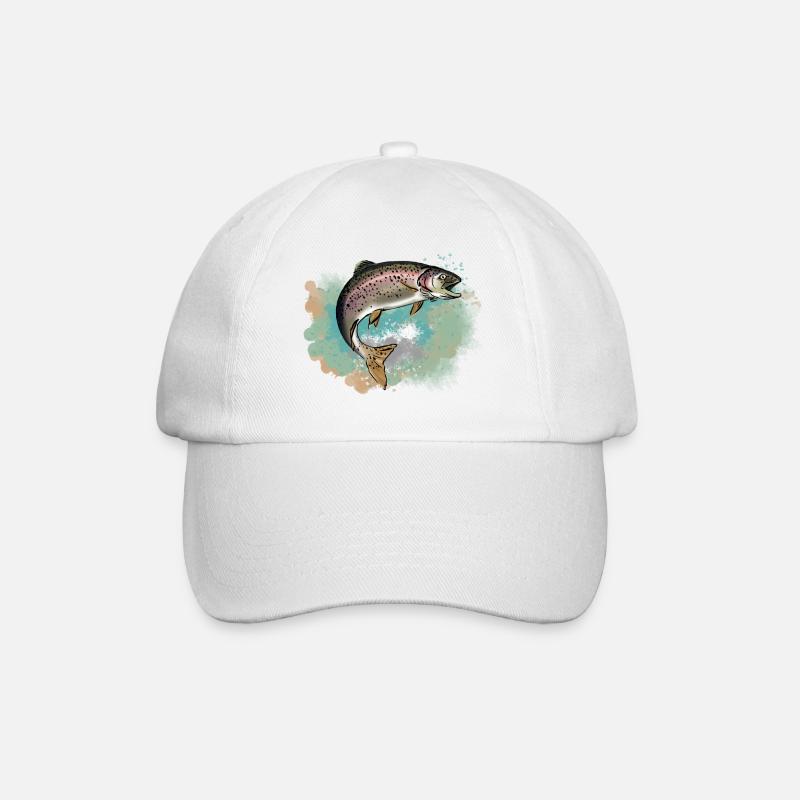 Forelle - Baseballkappe - Weiß/Weiß