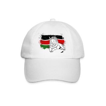 Lion - Kenya Flag - Löwe - Baseballkappe - Weiß/Weiß - Vorne