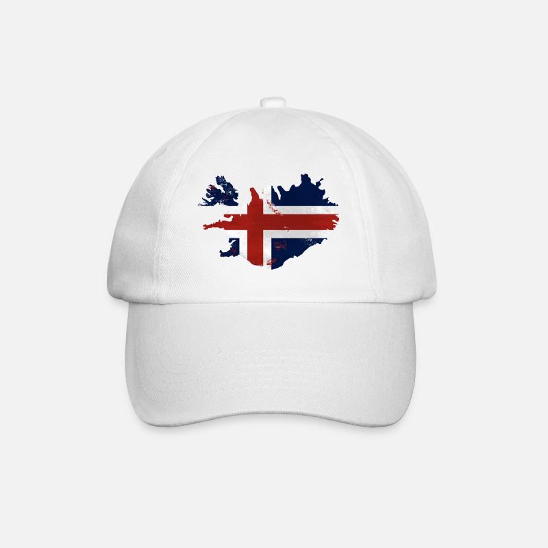 Iceland Flag Map - Baseballkappe - Weiß/Weiß