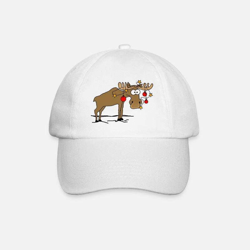 Elch mit Weihnachtsschmuck - Baseballkappe - Weiß/Weiß