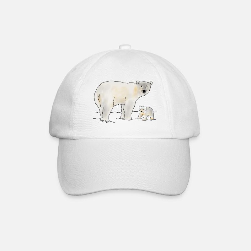 Polar bear with cub - Baseball Cap - white/white