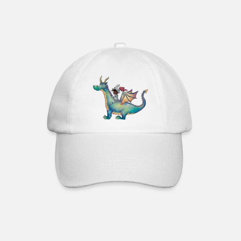 Mädchen mit Drachen auf magischem Abenteuer - Baseballkappe - Weiß/Weiß