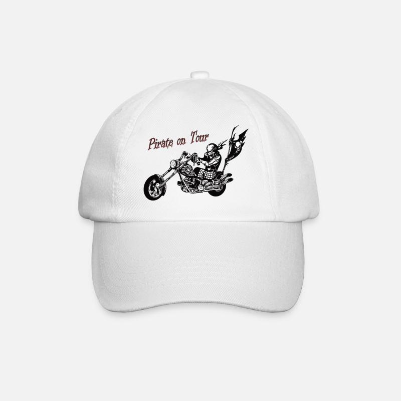 Pirat auf dem Motorrad - Baseballkappe - Weiß/Weiß
