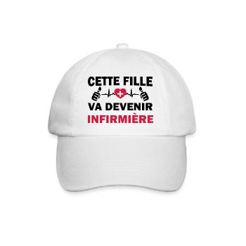 fille va devenir infirmière - Future infirmière - Casquette classique - blanc/blanc - Devant