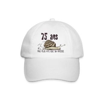 75 ans escargot anniversaire pas plus vite vitesse - Casquette classique - blanc/blanc - Devant