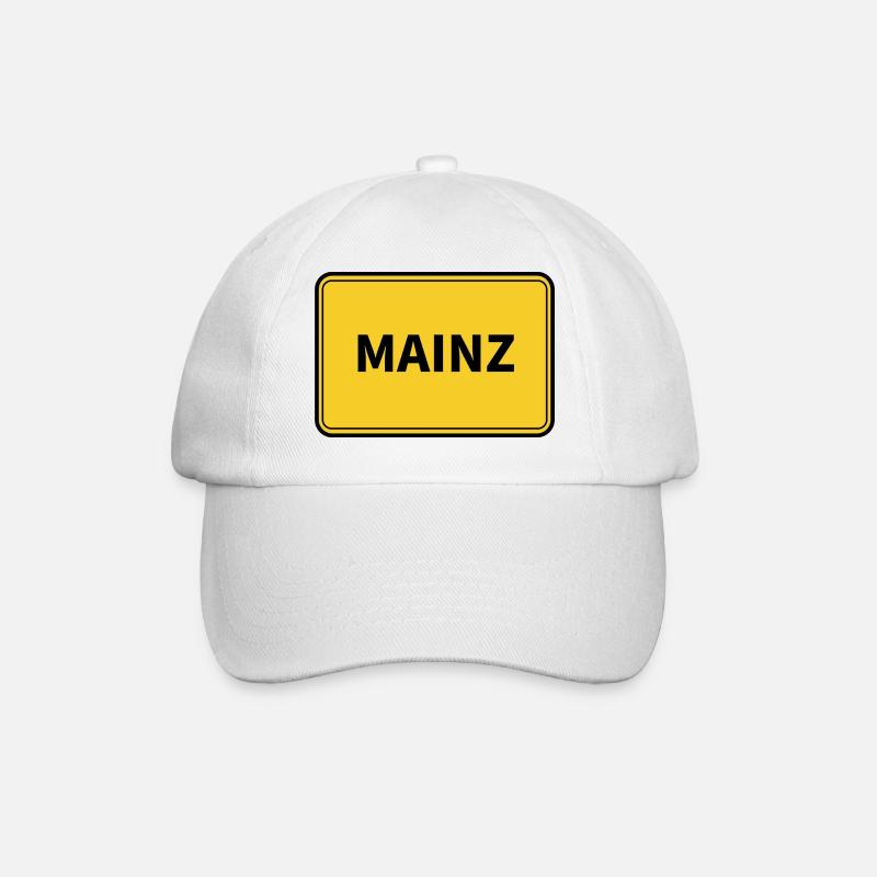 Mainz Stadt Ortsschild - Baseballkappe - Weiß/Weiß