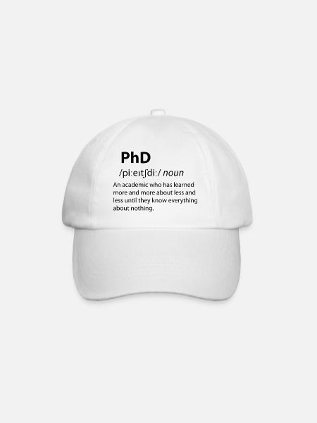 PhD Funny Dictionary Definition - Baseballkappe - Weiß/Weiß