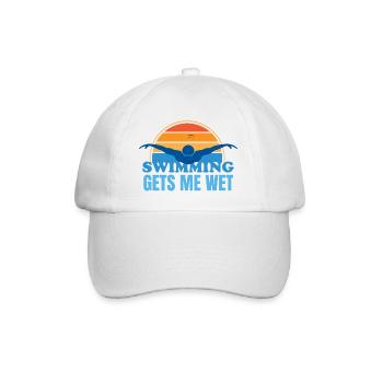 Swimming Gets Me Wet - Baseball Cap - white/white - Front