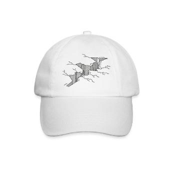 Crack in the floor black and white drawing - Baseball Cap - white/white - Front
