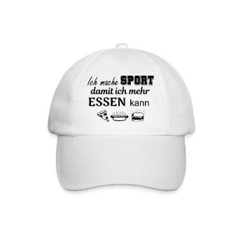 Mehr Sport, mehr Essen - Baseballkappe - Weiß/Weiß - Vorne