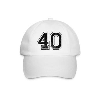 Number 40 - Baseball Cap - white/white - Front