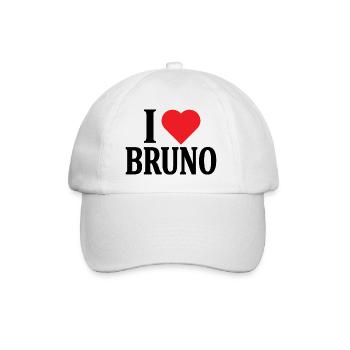 T-Shirt Ich liebe Bruno T-Shirt Geschenkidee - Baseballkappe - Weiß/Weiß - Vorne