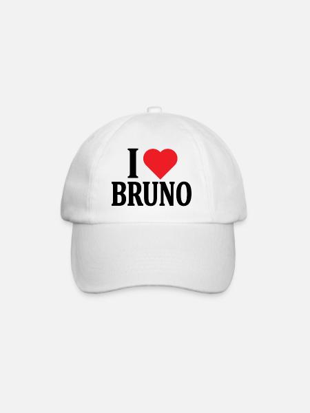 T-Shirt Ich liebe Bruno T-Shirt Geschenkidee - Baseballkappe - Weiß/Weiß