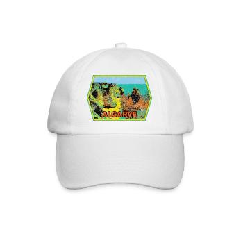 Retro badge, Algarve Portugal, beach summer sun - Baseball Cap - white/white - Front