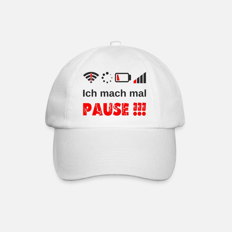 Ich mach mal Pause ! Gamer Nerd Problem Wlan Akku - Baseballkappe - Weiß/Weiß