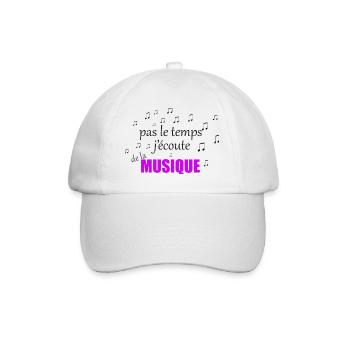 pas le temps j'écoute de la musique - Casquette classique - blanc/blanc - Devant
