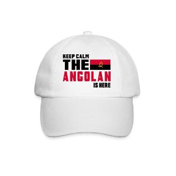 Keep Calm Angola Flaggen Design - Baseballkappe - Weiß/Weiß - Vorne