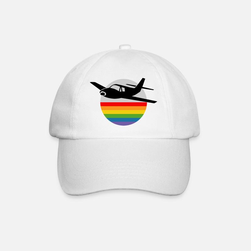 Rainbow Airplane - Baseball Cap - white/white