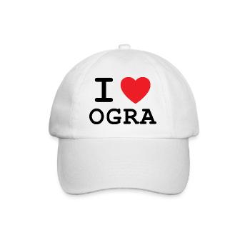 I Love OGRA - Ich liebe Ober-Grafendorf - Baseballkappe - Weiß/Weiß - Vorne