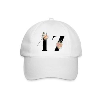 Blumen zum 47-jährigen Jubiläum (Geschenk von 47 Jahren) - Baseballkappe - Weiß/Weiß - Vorne