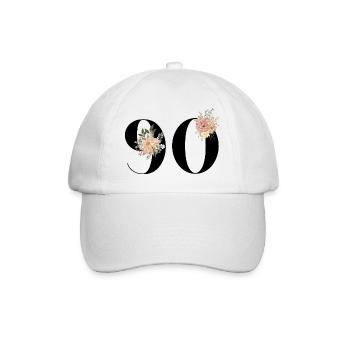 90e anniversaire fleuris (Cadeau de 90 ans) - Casquette classique - blanc/blanc - Devant