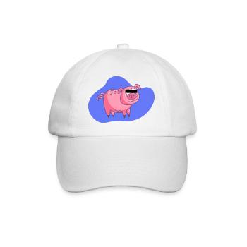 Cartoon Pig - Baseball Cap - white/white - Front