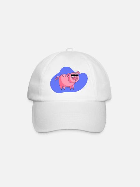 Cartoon Pig - Baseball Cap - white/white