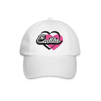 Name Emilia Herz - Baseballkappe - Weiß/Weiß - Vorne