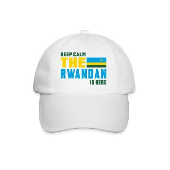 Keep Calm Ruanda Flaggen Design - Baseballkappe - Weiß/Weiß - Vorne