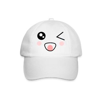 Visage Kawaii Drôle Cadeau - Casquette classique - blanc/blanc - Devant