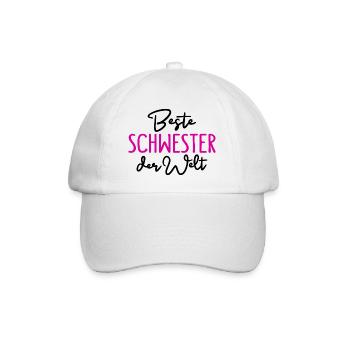 Beste Schwester der Welt Geschwister Schwester - Baseballkappe - Weiß/Weiß - Vorne