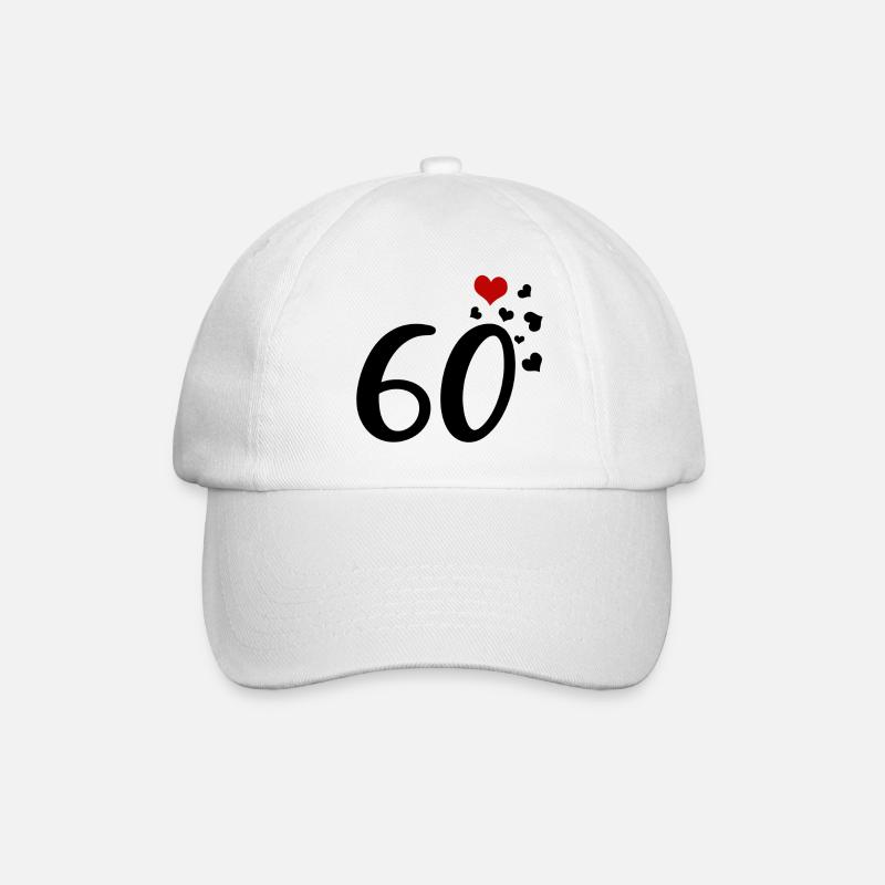 60e anniversaire coeurs 60 - Casquette classique - blanc/blanc