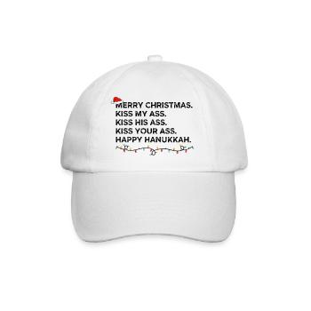 Frohe Weihnachten Küssen Sie meinen Küssen Sie seinen Küssen Sie - Baseballkappe - Weiß/Weiß - Vorne