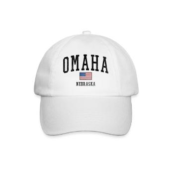 Motif Omaha, Nebraska USA avec drapeau - Casquette classique - blanc/blanc - Devant